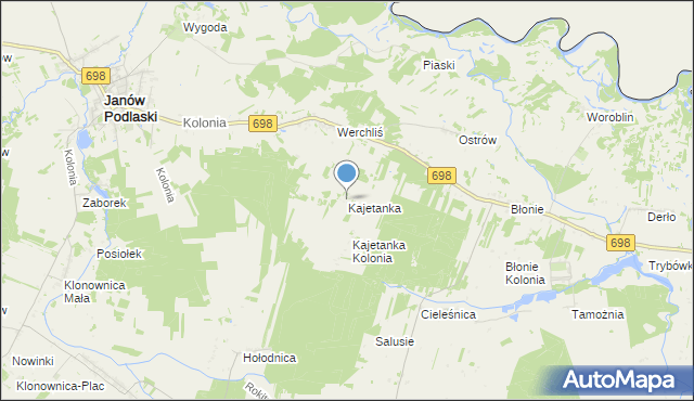 mapa Kajetanka, Kajetanka na mapie Targeo